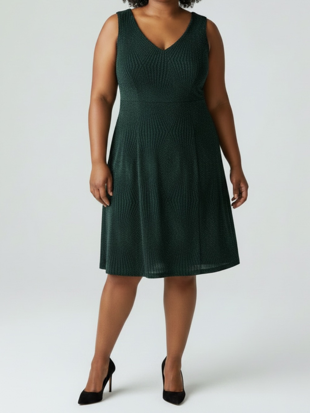 Trixxi Green V-Neck A-Line Dress
